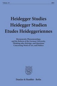 Abbildung von: Heidegger Studies - Heidegger Studien - Etudes Heideggeriennes. - fibre