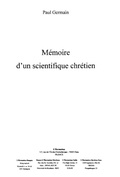 Cover: Memoire d'un scientifique chretien - Harmattan