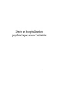 Cover: Droit et hospitalisation psychiatrique sous contrainte - Harmattan