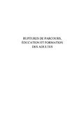 Cover: Ruptures de parcours, education et formation des adultes - Harmattan