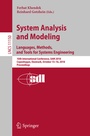 Cover: System Analysis and Modeling. Languages, Methods, and Tools for Systems Engineering - Springer