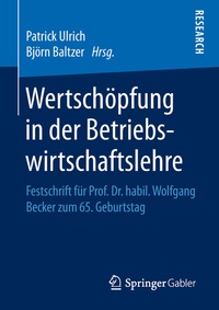 Abbildung von: Wertschöpfung in der Betriebswirtschaftslehre - Springer Gabler