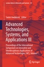 Cover: Advanced Technologies, Systems, and Applications III - Springer