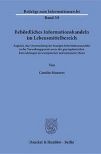 Abbildung von: Behördliches Informationshandeln im Lebensmittelbereich. - Duncker & Humblot