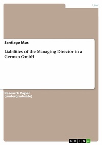 Abbildung von: Liabilities of the Managing Director in a German GmbH - GRIN Verlag