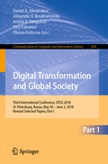 Cover: Digital Transformation and Global Society - Springer