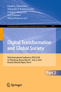 Cover: Digital Transformation and Global Society - Springer