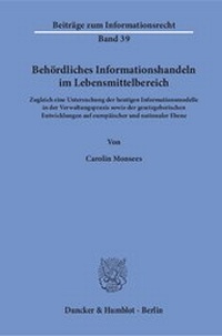 Abbildung von: Behördliches Informationshandeln im Lebensmittelbereich - Duncker & Humblot