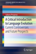 Cover: A Critical Introduction to Language Evolution - Springer