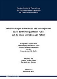 Abbildung von: Untersuchungen zum Einfluss des Proteingehalts sowie der Proteinqualität im Futter auf die fäkale Mikrobiota von Katzen - Mensch & Buch