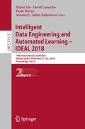 Cover: Intelligent Data Engineering and Automated Learning - IDEAL 2018 - Springer