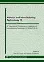 Cover: Material and Manufacturing Technology IX - Trans Tech Publications Ltd