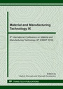Cover: Material and Manufacturing Technology IX - Trans Tech Publications Ltd