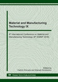 Cover: Material and Manufacturing Technology IX - Trans Tech Publications Ltd