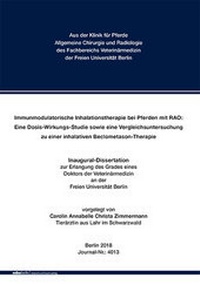 Abbildung von: Immunmodulatorische Inhalationstherapie bei Pferden mit RAO: Eine Dosis-Wirkungs-Studie sowie eine Vergleichsuntersuchung zu einer inhalativen Beclometason-Therapie - Mensch & Buch
