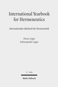 Cover: International Yearbook for Hermeneutics/Internationales Jahrbuch f&uuml;r Hermeneutik - Mohr Siebeck