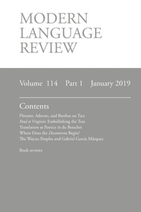 Enlarge image Cover: Modern Language Review (114 - Modern Humanities Research Association