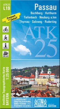Bild: ATK25-L19 Passau (Amtliche Topographische Karte 1:25000) - Landesamt für Digitalisierung, Breitband und Vermessung, Bayern