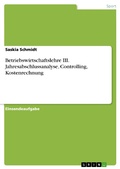 Cover: Betriebswirtschaftslehre III. Jahresabschlussanalyse, Controlling, Kostenrechnung - GRIN Verlag