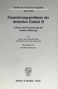 Abbildung von: Finanzierungsprobleme der deutschen Einheit II. - Duncker & Humblot