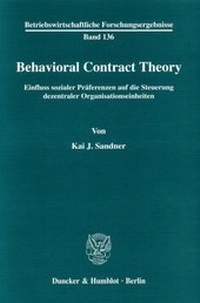 Abbildung von: Behavioral Contract Theory - fibre