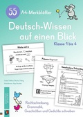 Cover: 55 A4-Merkbl&auml;tter Deutsch-Wissen auf einen Blick - Klasse 1 bis 4 - Verlag an der Ruhr