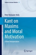 Cover: Kant on Maxims and Moral Motivation - Springer