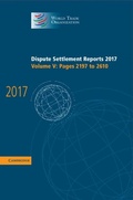Cover: Dispute Settlement Reports 2017: Volume 5, Pages 2197 to 2610 - Cambridge University Press