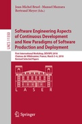 Cover: Software Engineering Aspects of Continuous Development and New Paradigms of Software Production and Deployment - Springer