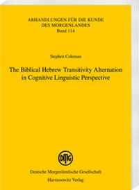 Abbildung von: The Biblical Hebrew Transitivity Alternation in Cognitive Linguistic Perspective - Harrassowitz Verlag