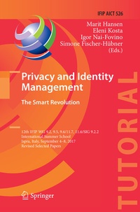 Abbildung von: Privacy and Identity Management. The Smart Revolution - Springer