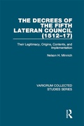 Cover: The Decrees of the Fifth Lateran Council (1512-17) - Routledge