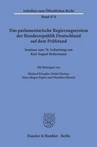 Abbildung von: Das parlamentarische Regierungssystem der Bundesrepublik Deutschland auf dem Prüfstand - fibre