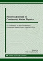 Cover: Recent Advances in Condensed Matter Physics - Trans Tech Publications Ltd