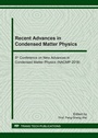 Cover: Recent Advances in Condensed Matter Physics - Trans Tech Publications Ltd