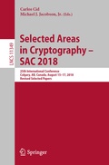 Cover: Selected Areas in Cryptography - SAC 2018 - Springer