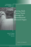 Cover: Meeting Adult Learner Needs through the Nontraditional Doctoral Degree - Jossey-Bass
