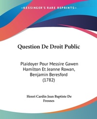 Abbildung von: Question De Droit Public - Kessinger Publishing