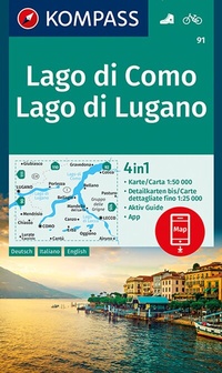 Abbildung von: KOMPASS Wanderkarte 91 Lago di Como, Lago di Lugano 1:50.000 - KOMPASS-Karten