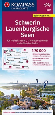 Abbildung von: KOMPASS Fahrradkarte 3317 Schwerin, Lauenburgische Seen 1:70.000 - KOMPASS-Karten