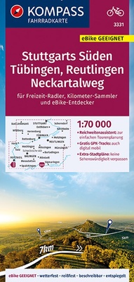 Abbildung von: KOMPASS Fahrradkarte 3331 Stuttgarts Süden, Tübingen, Reutlingen, Neckartalweg 1:70.000 - KOMPASS-Karten