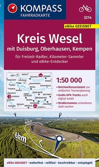 Abbildung von: KOMPASS Fahrradkarte 3214 Kreis Wesel mit Duisburg, Oberhausen, Kempen mit Knotenpunkten 1:50.000 - KOMPASS-Karten