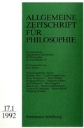 Cover: Allgemeine Zeitschrift f&uuml;r Philosophie: Heft 17.1/1992 - frommann-holzboog Verlag AZP