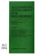 Cover: Allgemeine Zeitschrift f&uuml;r Philosophie: Heft 19.2/1994 - frommann-holzboog Verlag AZP