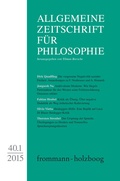 Cover: Allgemeine Zeitschrift f&uuml;r Philosophie: Heft 40.1/2015 - frommann-holzboog Verlag AZP