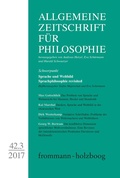 Cover: Allgemeine Zeitschrift f&uuml;r Philosophie: Sprache und Weltbild. Sprachphilosophie revisited - frommann-holzboog Verlag AZP