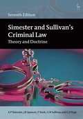 Cover: Simester and Sullivan's Criminal Law - Hart Publishing