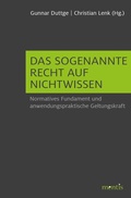 Cover: Das sogenannte Recht auf Nichtwissen - Brill Deutschland