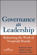 Cover: Governance as Leadership - Wiley