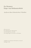 Cover: Zu Dramen Hugo von Hofmannsthals - J.B. Metzler